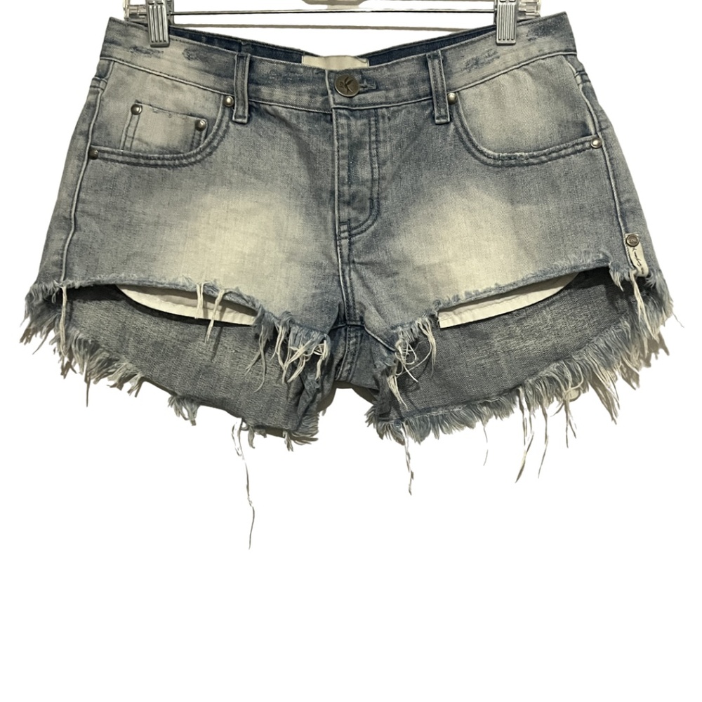 One Teaspoon Denim Cutoff Shorts Eddie Eagle Blakey Button Fly Womens Size 26